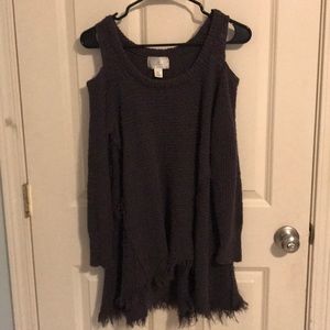 Cold shoulder knit sweater